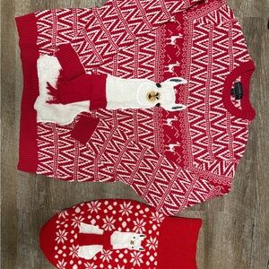 Red Llama Patterned Sweater Set